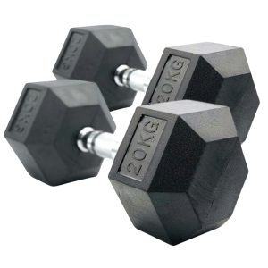 Mancuerna Hexagonal con Caucho 20kg Real Fitness Perú