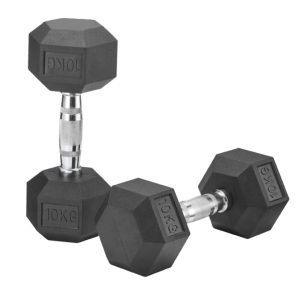 Mancuerna Hexagonal de Caucho 10kg Real Fitness Perú