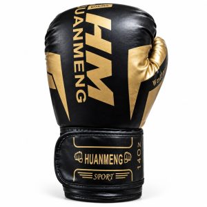 GUANTES DE BOX AHM 14 OZ COLOR NEGRO CON DORADO